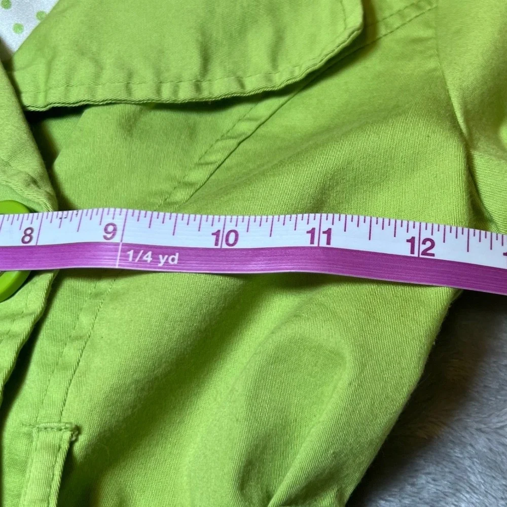 Takara Girls Size Medium‎ Bright Green Double Breasted Trench Coat Belted Ruffle